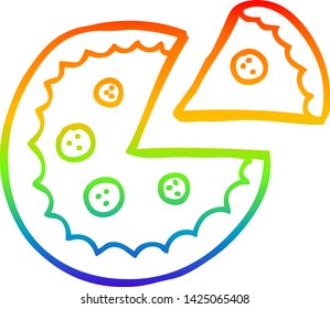 dibujo de una pizza de dibujos animados con gradiente arco iris