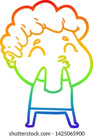 dibujo de una línea de gradiente de arcoiris de un hombre de dibujos animados