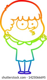 Regenbogen-Farbverlauf-Zeichnung eines Cartoon-Neugierigen