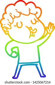 rainbow gradient line drawing of a cartoon man singing