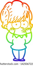 dibujo de una mujer de dibujos animados con gradiente de arco iris