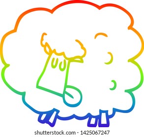 dibujo de una caricatura de oveja negra en gradiente arco iris