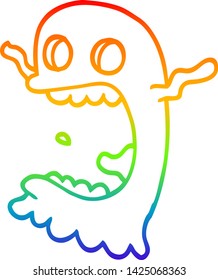 Regenbogen-Farbverlauf-Zeichnung eines Cartoon-Sporen-Geisters