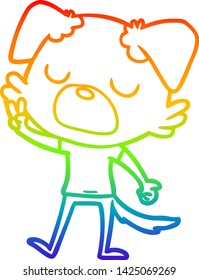 rainbow gradient line drawing of a cartoon dog