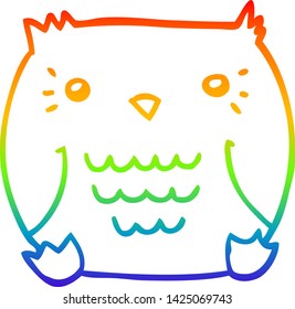 rainbow gradient line drawing of a cartoon owl