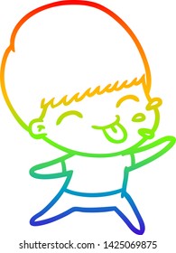 rainbow gradient line drawing of a cartoon rude man