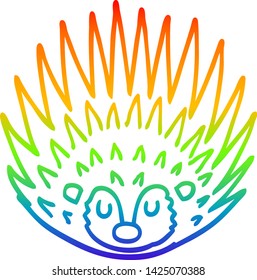 rainbow gradient line drawing of a cartoon spiky hedgehog