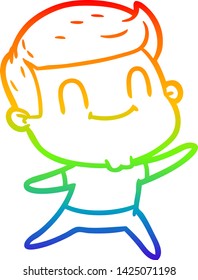 dibujo de una línea de gradiente de arco iris de un hombre amigo de la caricatura