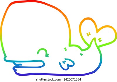 rainbow gradient line drawing of a cartoon whale