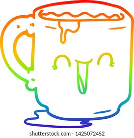 dibujo de la línea de gradiente del arcoiris de una caricatura sucia tazón de oficina