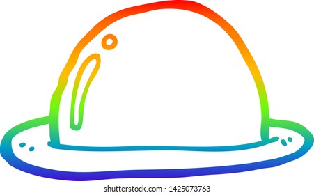 rainbow gradient line drawing of a cartoon bowler hat