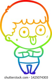 dibujo de una línea de gradiente de arco iris de un niño tonto de caricatura