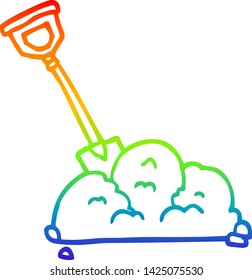 dibujo de la línea de gradiente del arcoiris de una viñeta en la basura