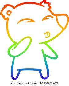 dibujo de una línea degradada de un oso silbador de dibujos animados