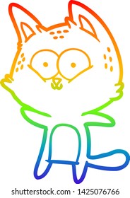 Regenbogengradientenzeichnung einer Cartoon Katze