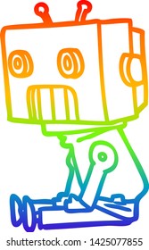 dibujo de línea de gradiente de arco iris de un robot de dibujos animados