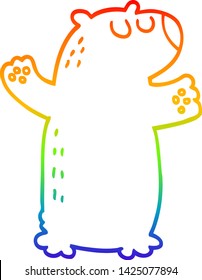 dibujo de una línea de gradiente de arco iris de un oso polar de dibujos animados