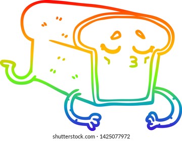 Regenbogen-Farbverlauf-Zeichnung eines Cartoons Brot