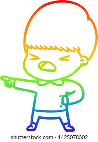rainbow gradient line drawing of a cartoon stressed man