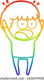 dibujo de una línea de gradiente de arco iris de un hombre impactado