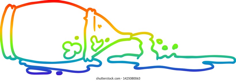 dibujo de una botella de ketchup derramada de dibujos en gradiente de arco iris
