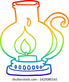 rainbow gradient line drawing of a cartoon lantern