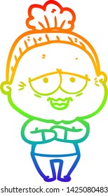 dibujo de la línea de gradiente del arco iris de una anciana feliz