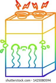 dibujo de la línea de gradiente del arco iris de una batería de llanto de dibujos animados