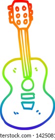 rainbow gradient line drawing of a cartoon old guitar