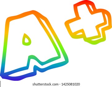 rainbow gradient line drawing of a cartoon letter grades