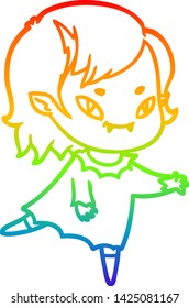 dibujo de una chica vampiro amigable con dibujos de gradiente de arco iris