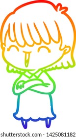Regenbogengradientenzeichnung einer Cartoon-Frau
