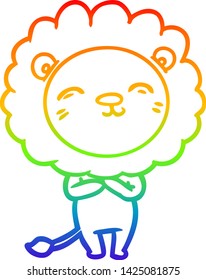 Regenbogen-Farbverlauf-Zeichnung eines Cartoon-Löwen