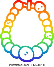 rainbow gradient line drawing of a cartoon white pearl necklace