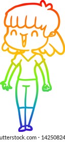 rainbow gradient line drawing of a cartoon woman