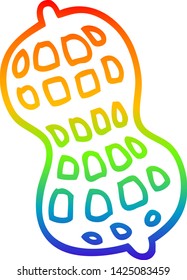 rainbow gradient line drawing of a cartoon peanut