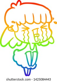dibujo de una mujer de dibujos animados con gradiente de arco iris