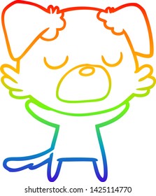 Regenbogengradientenzeichnung eines Cartoon-Hundes