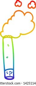 dibujo de línea de gradiente de arco iris de un cigarrillo de dibujos animados