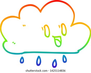 rainbow gradient line drawing of a cartoon expressive weather cloud