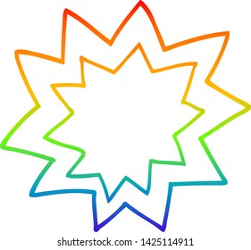 rainbow gradient line drawing of a cartoon fire explosion