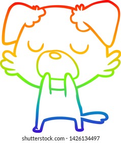 rainbow gradient line drawing of a cartoon dog