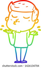 dibujo de línea de gradiente de arcoiris de un tipo de dibujo animado puliendo