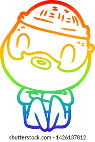 rainbow gradient line drawing of a cartoon bearded man