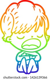 dibujo de una caricatura de una mujer hablando en gradiente de arco iris