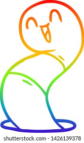 desenho de linha de gradiente do arco-íris de um verme feliz de desenho animado