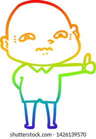rainbow gradient line drawing of a cartoon nervous man