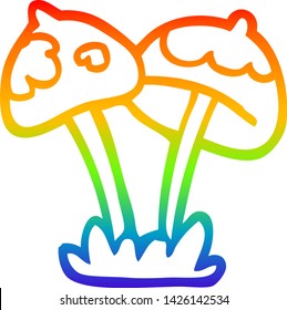 rainbow gradient line drawing of a cartoon mushroom