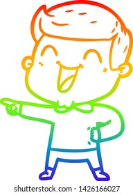 dibujo de una línea de gradiente de arco iris de un hombre de caricatura riendo