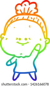dibujo de una anciana feliz con un degradado de arco iris